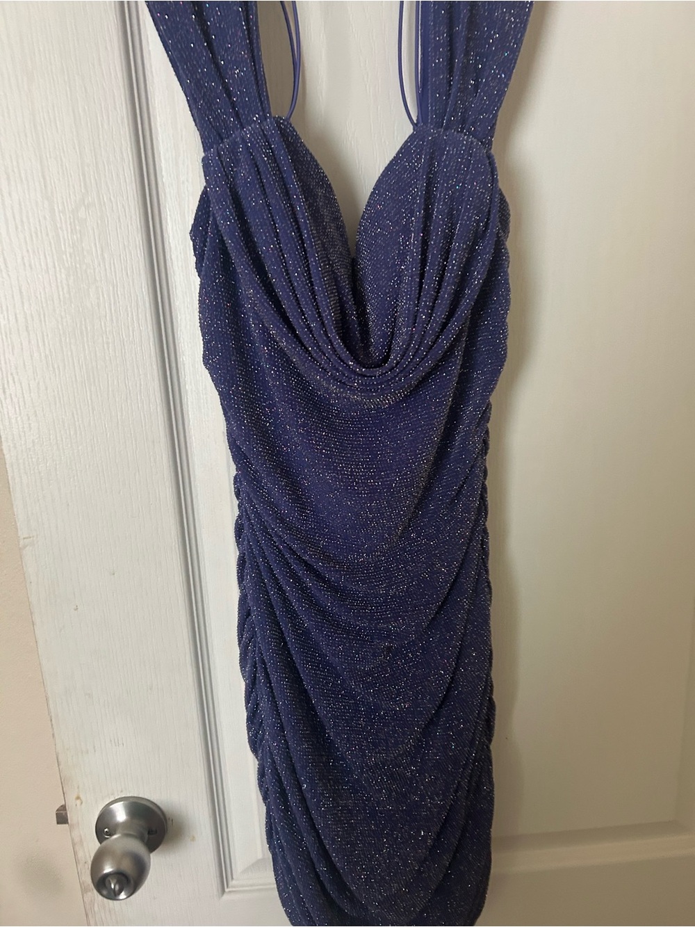 Sparkle Drape Bodycon Dress - Purple